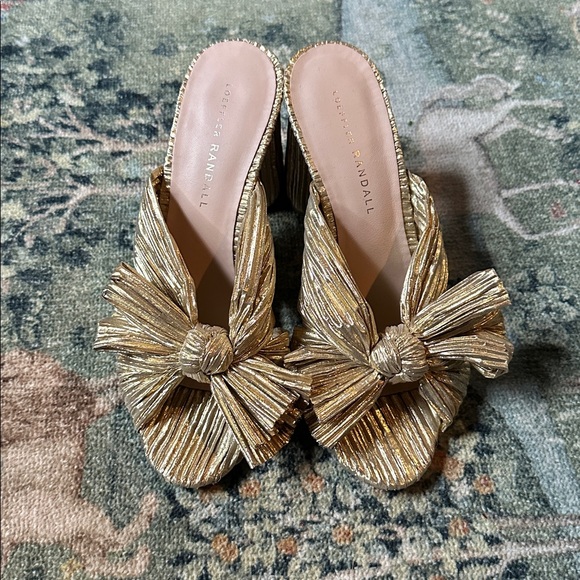 Loeffler Randall Penny Gold Pleated Sandals 7–Great Condition! - Picture 2 of 5
